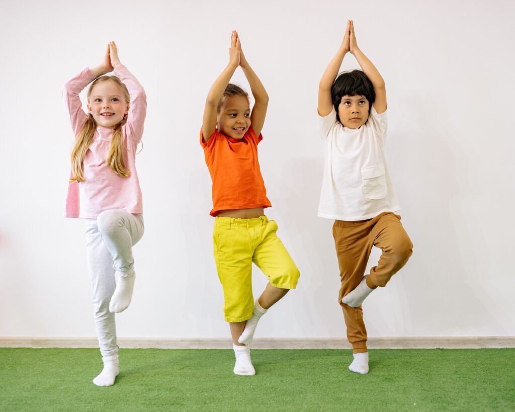 preschool child practicing balance activities